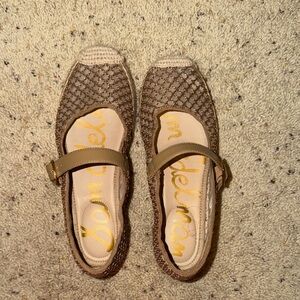 Sam Edelman Tan Woven Mary Jane Flats